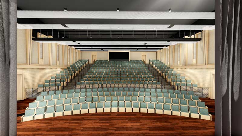 A rendering of the Christensen Performance Hall.